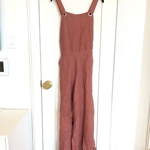 Coral Blush Linen Jumpsuit Grommets